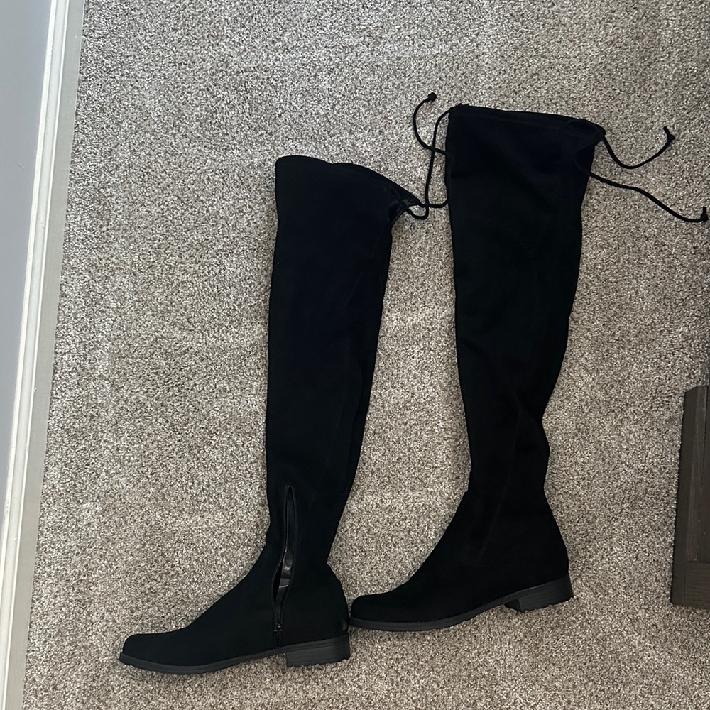 Black Over-the-Knee Women's Suede Boots